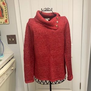 EUC ORVIS cowl neck red sweater Med.